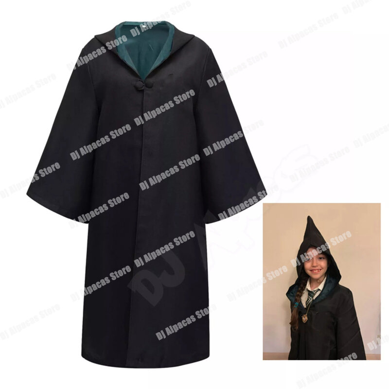Traje de robe mágico para menina, Terno Cosplay, Lenço, Varinha, Óculos, Presente de festa do Dia das Bruxas