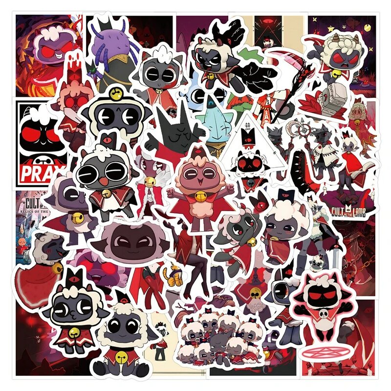 10/30/60/120pcs gioco Cult of The Lamb Stickers Anime Cute Cartoon decalcomanie fai da te Laptop Phone bagagli Graffiti Sticker per bambini giocattolo