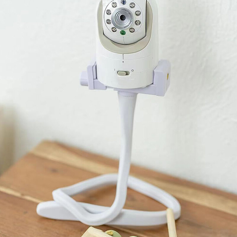 Long White Silicone Flexível Titular Monitor do Bebê, Baby Camera Stand, Ideal IP Camera Mount, Hole-Free Berço Rod