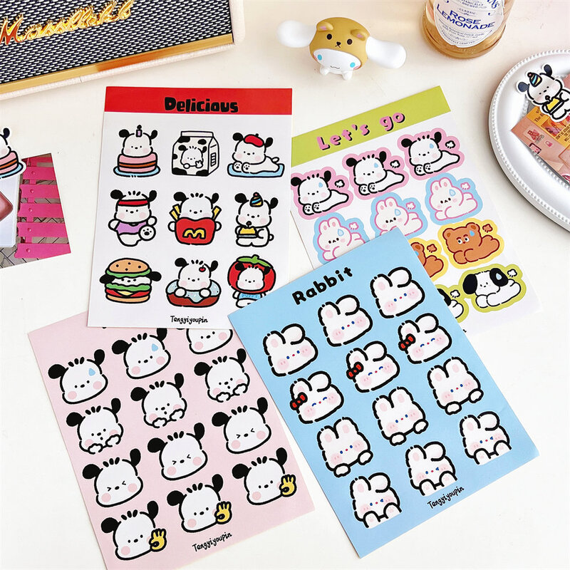 Sanrio New Pochacco Series Stickers Ins Style Handbook decorativo Stickers Seal Stickers Cute Expression Toy Stickers