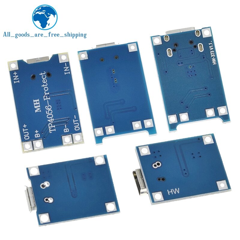 TZT 5Pcs Micro USB 5V 1A 18650 TP4056 modulo caricabatteria al litio scheda di ricarica con protezione doppia funzione 1A li-ion