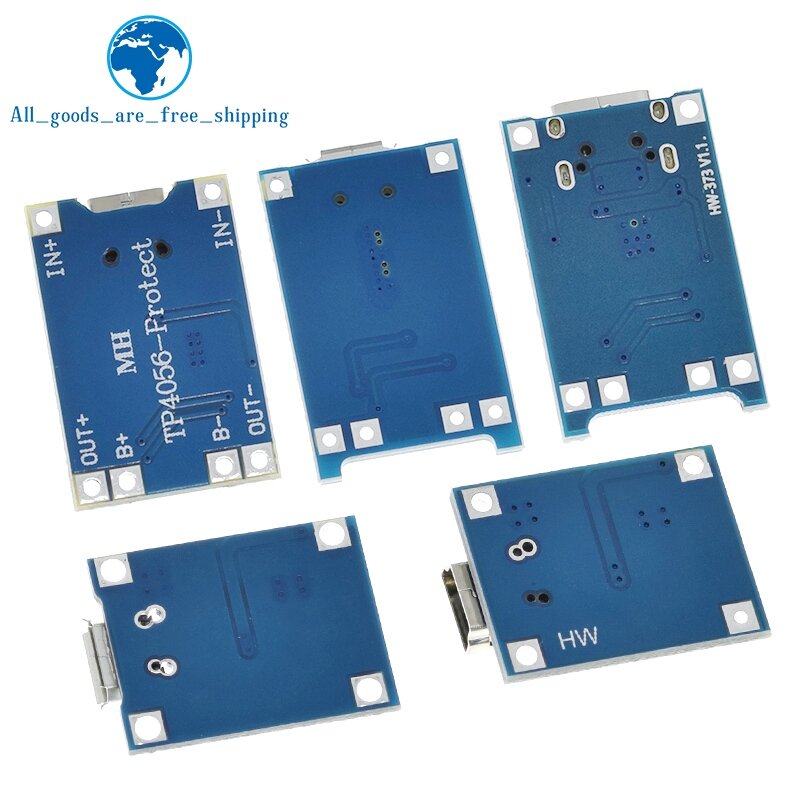 TZT 10 szt. Micro Mini 5V 1A 18650 TP4056 płytka ładująca moduł ładowarki baterii litowej z podwójna funkcja ochronnym