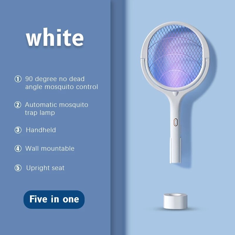 Nowy elektryczna packa na komary urządzenie przeciw komarom lato 90 ° zabić komary Swatter muchy robaki Zapper zabójca pułapka owad rakieta Swatte