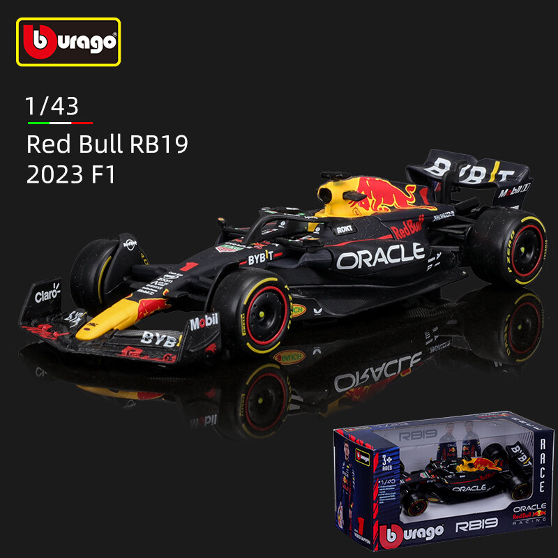Bburago 1:43 F1 Model biasa, versi reguler 2023 Red Bull Racing RB19 #1 Verstappen #11 Stella mobil Formula Die Cast mainan
