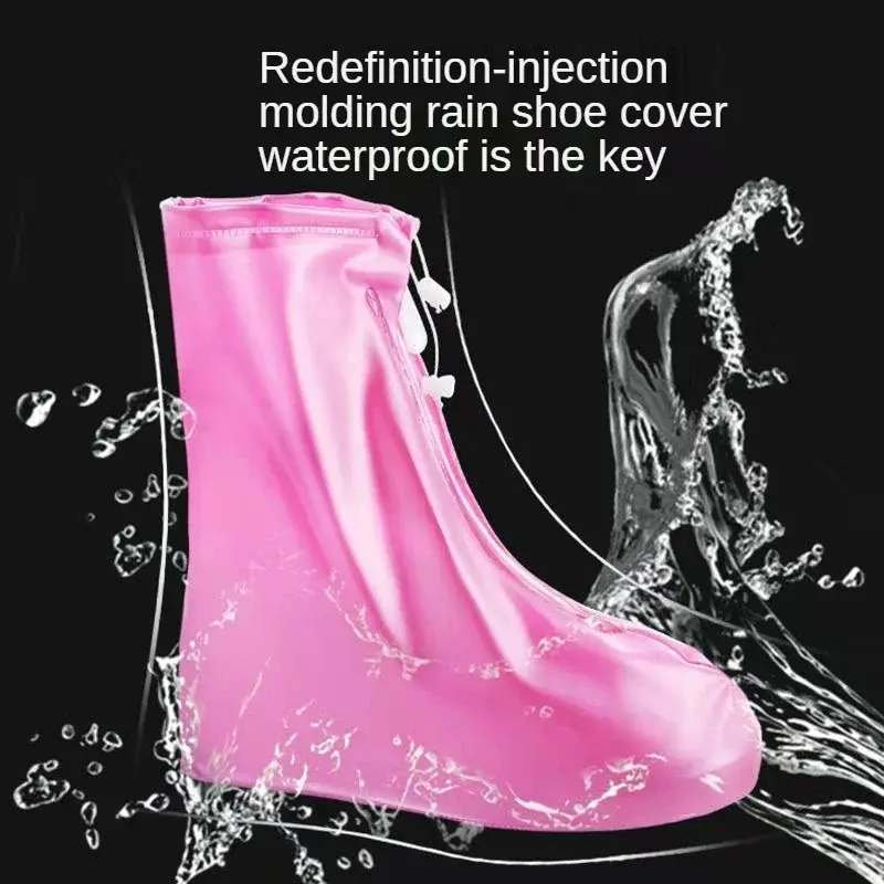 Tampa de sapato de silicone impermeável unissex, bota de chuva com camada, material antiderrapante, resistente ao desgaste, grosso, esporte, 1 par
