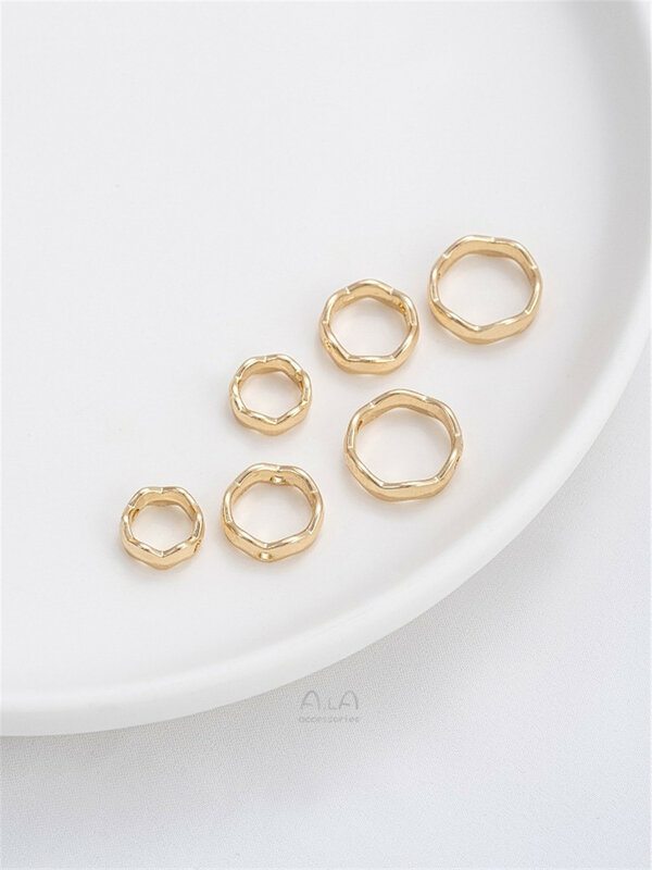 Set di anelli circolari ondulati avvolti in oro 14K con perline separate da perline accessori per collana di braccialetti di perle fai da te fatti a mano