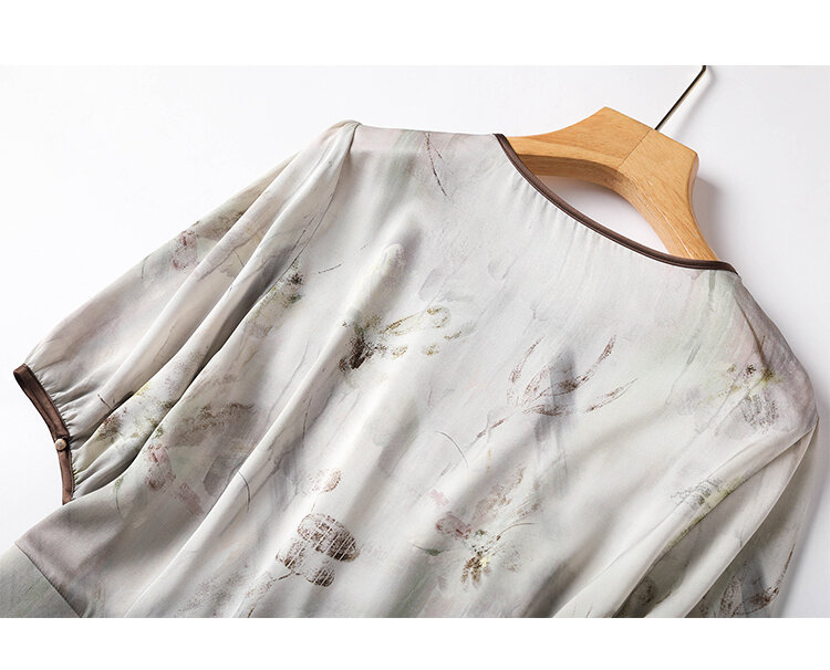 Chiffon Vintage Dames Shirts Zomer Print Blouses Losse Driekwart Vrouwen Tops O-hals Mode Kleding Ycmyunyan