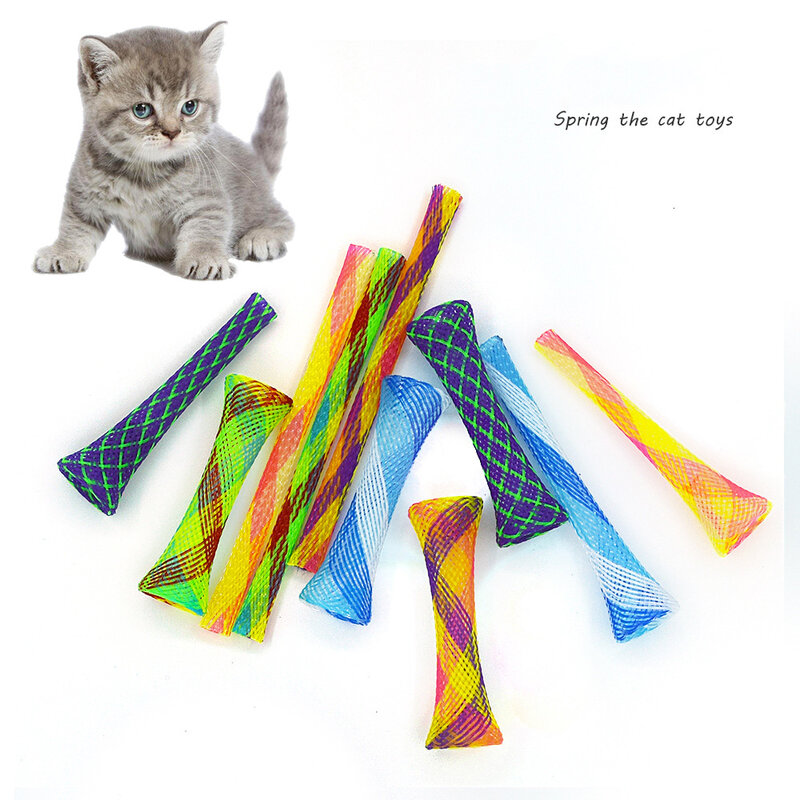 ของเล่นแมวที่มีสีสันฤดูใบไม้ผลิหลอดแมวกรงเล็บ Nibbling ของเล่น Telescopic ยืดหยุ่นสัตว์เลี้ยงสุนัขอุปกรณ์เสริมที่น่าสนใจผลิตภัณฑ์