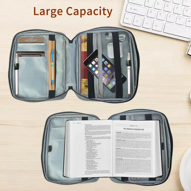 1 Piece Gray High Quality Men's Canvas Book Cover Stand Style Organizer Book Cover Book Storage Bag Case With Handle