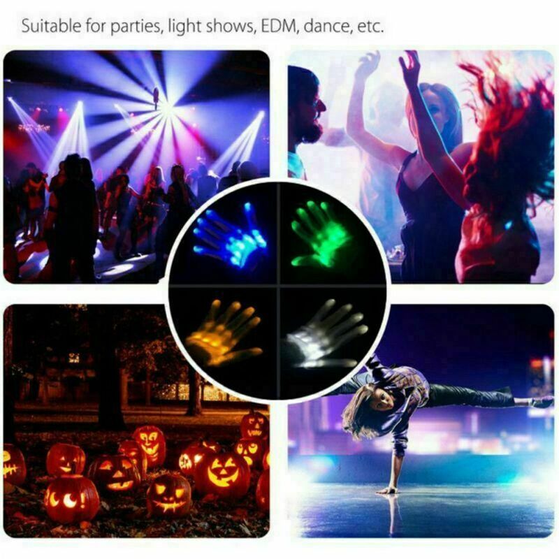 Luminous LED Gloves Adult Kids Neon Funny Party Supplies Stage Costume Glowing Mittens Halloween