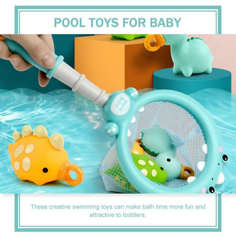 Zabawki do kąpieli pływające zabawki do wanny ze zabawki do kąpieli zwierząt z dinozaurami z zabawkowym wędka i dinozaury zabawki wodą do zabawy w czasie kąpiel w basenie