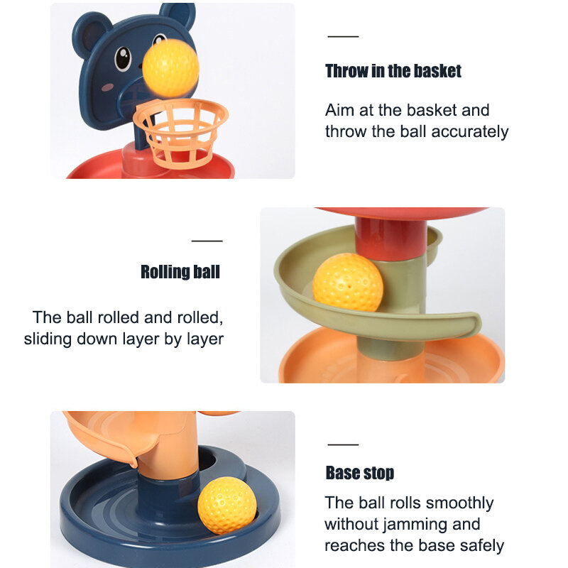Mainan Bayi Rolling Ball Pile Tower Awal Prasekolah Pendidikan Bayi Berputar Track Hadiah Susun Spin Anak-anak Yang Baru Lahir Meluncur Set