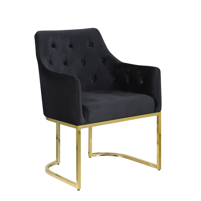 เก้าอี้เน้นลายสก๊อตสีทองหรูหราพร้อมฐานที่ทันสมัยและการออกแบบที่สะดวกสบายสำหรับการตกแต่งบ้านที่หรูหรา