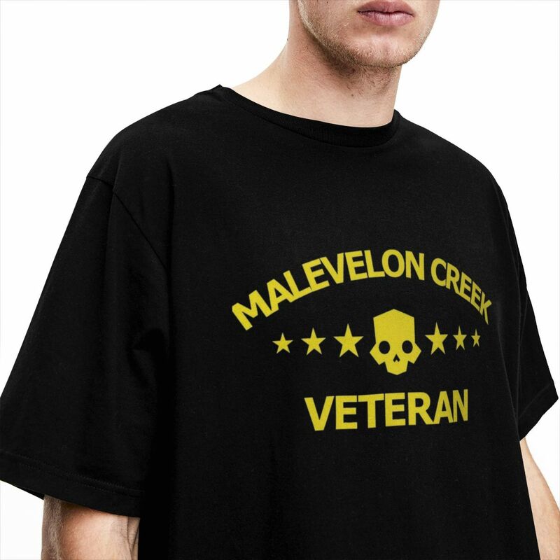 Helldivers 2 Malevelon Creek Veteran T-Shirts Men Vintage Pure Cotton Tee Shirt Round Collar Short Sleeve T Shirt Party Clothing