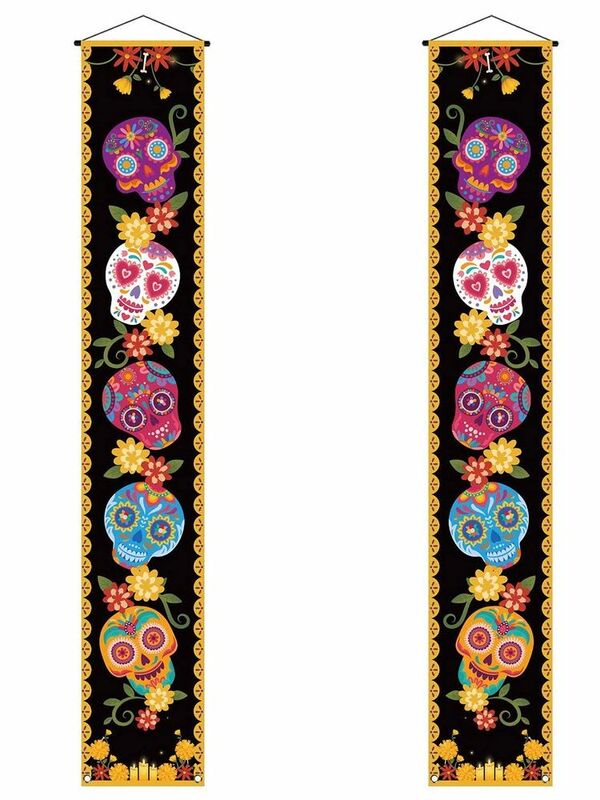 Heiße 30*180cm Couplet Zucker Schädel Wandbehang Zeichen dekorative kreative mexikanische tote Tag Urlaub Party Dekorationen