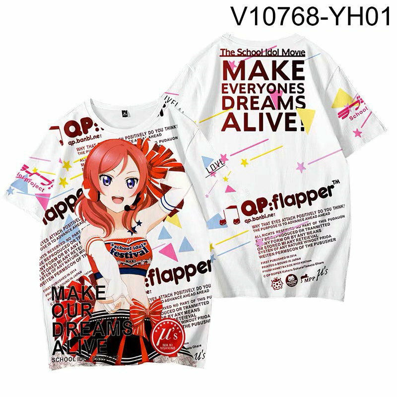 Kawaii kochanie! 3D T-shirt z nadrukiem letnia moda z okrągłym dekoltem krótki rękaw popularny japońska Streetwear Anime Plus Size