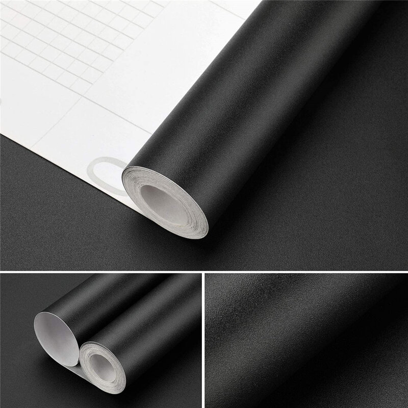 Matte Black Vinyl Self Adhesive Contact Paper Drawer Peel Stick Removable Contact Paper Decoration Modern Wallpaper Papel Pared