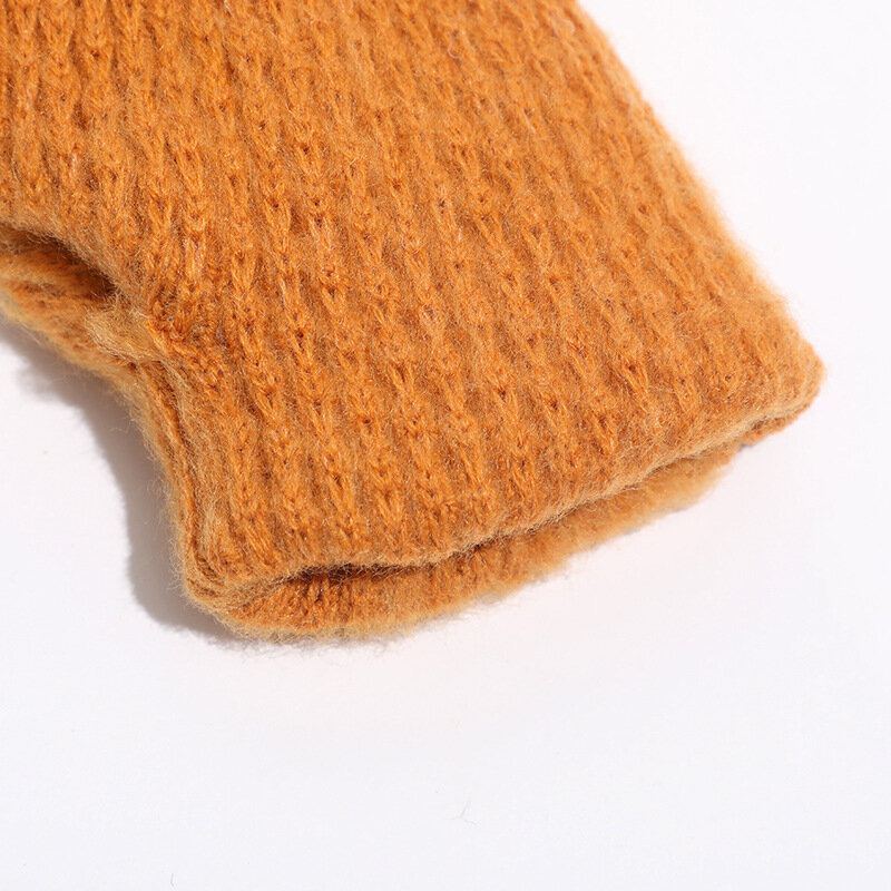 Зимние мужские перчатки для мужчин и женщин, плотные вязаные шерстяные однотонные кашемировые перчатки с двумя пальцами, товары для письма