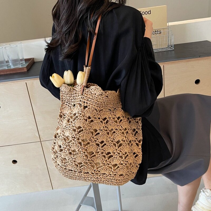 Large Capacity Knitted Shoulder Bag 2024 Knitted Trendy Underarm Bag Casual Beach Bag Party