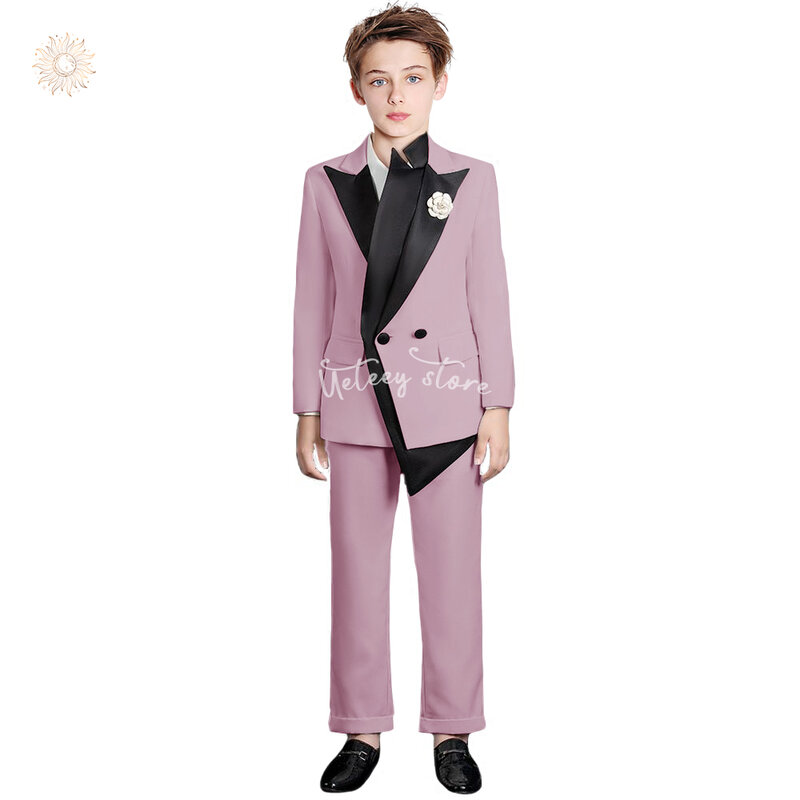 Boys 2024 Suit Slim Fit 2-Piece Formal Set Tuxedo Blazer Jacket and Pants for Kids Prom Wedding Party