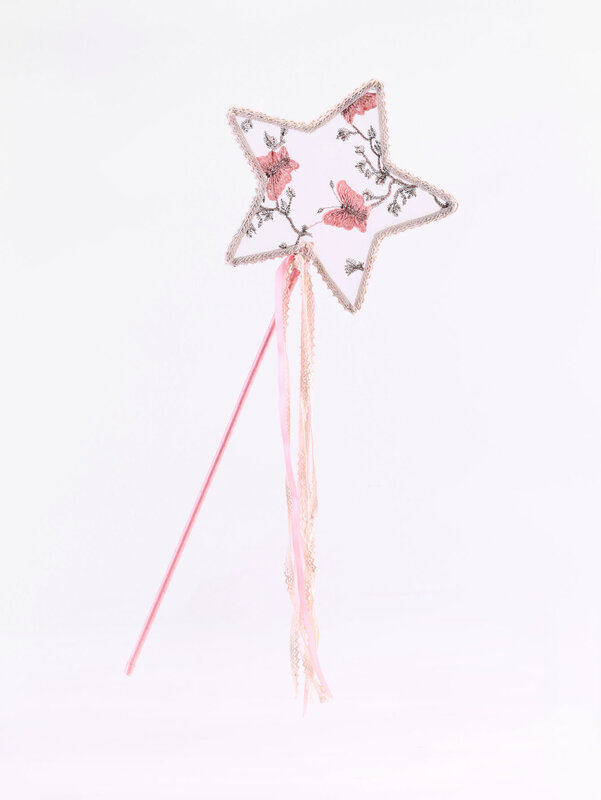 Varita mágica de Ángel de pentagrama de mariposa bordada de malla de encaje, accesorios de rendimiento de escenario, juguetes de festival