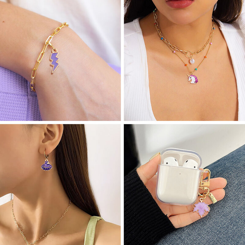 30 buah liontin Enamel logam campuran bentuk campuran warna gaya lucu untuk membuat DIY kalung gelang perhiasan anting-anting