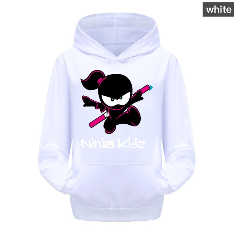Ninja kidz-ポケット付きの子供用フード付きスウェットシャツ、コットンフーディー、カジュアルプルオーバー、ヒップホップグラフィックTシャツ、男の子と女の子のためのファッション服