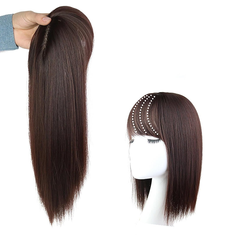 Женский Топпер для волос, искусственная челка, синтетический парик с клипсой, удлинители волос, безклеевые парики, готовые к ношению