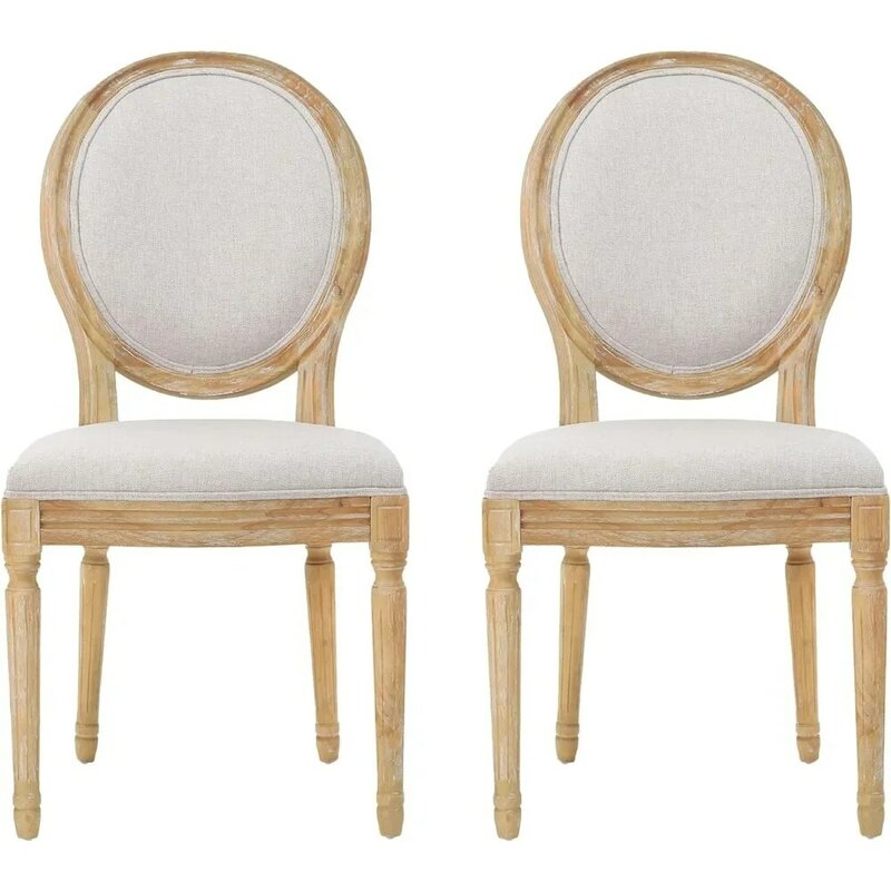 2 buah Set kursi makan Phinnaeus kursi makan kain krem poliester (Set dari 2) meja ruang perabot rumah kursi dapur