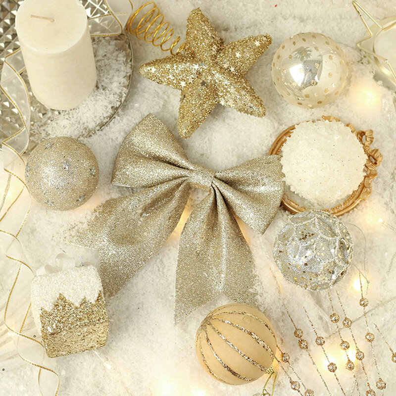 Bola de Navidad de espuma de 18 piezas, conjunto de estrella superior para árbol, adornos para vacaciones, fiesta de boda, decoraciones colgantes para árbol de Navidad
