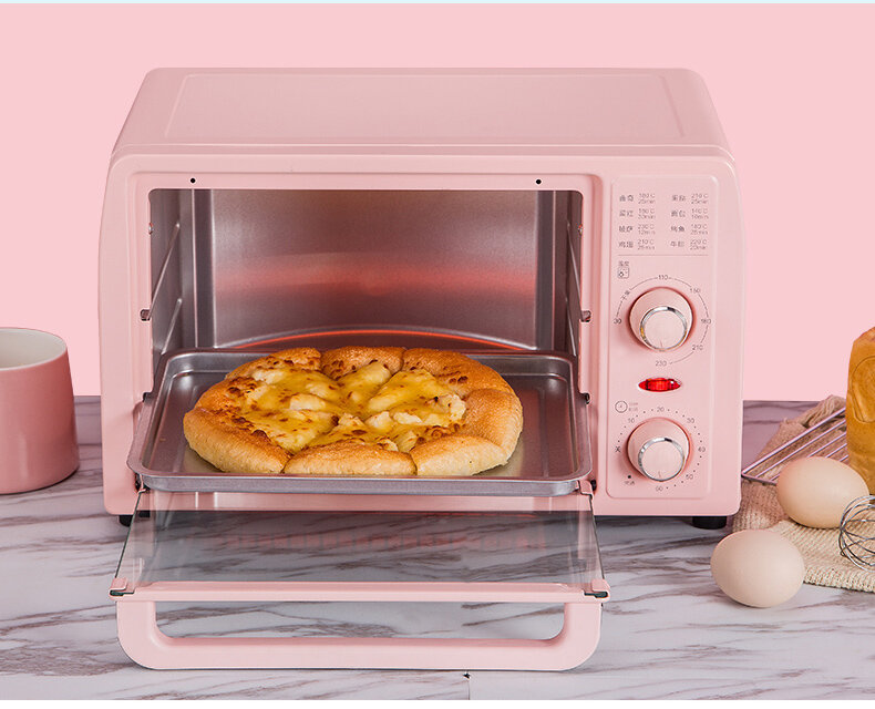 KONKA-Four électrique de cuisine multifonction, petite rôtissoire, basse température, fermentation, grille-pain à pizza, fruits secs, rose, 13L