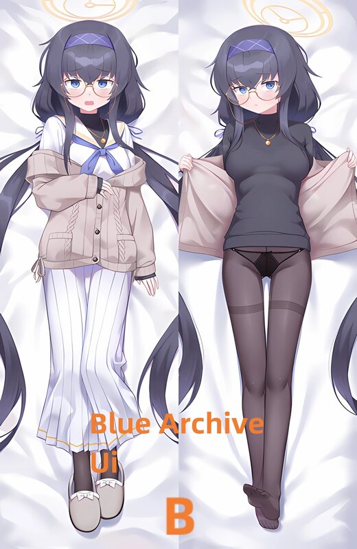 Dakimakura funda de almohada de Anime, funda de almohada de cuerpo de tamaño real, estampado de doble cara, interfaz de usuario de archivo azul, regalos que se pueden personalizar