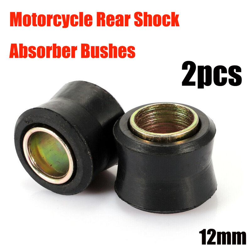 SadShock-Douilles d'amortisseur de moto, suspension en caoutchouc, résistant, 12mm, noir, métal, arrière, accessoires, 2/4 pièces