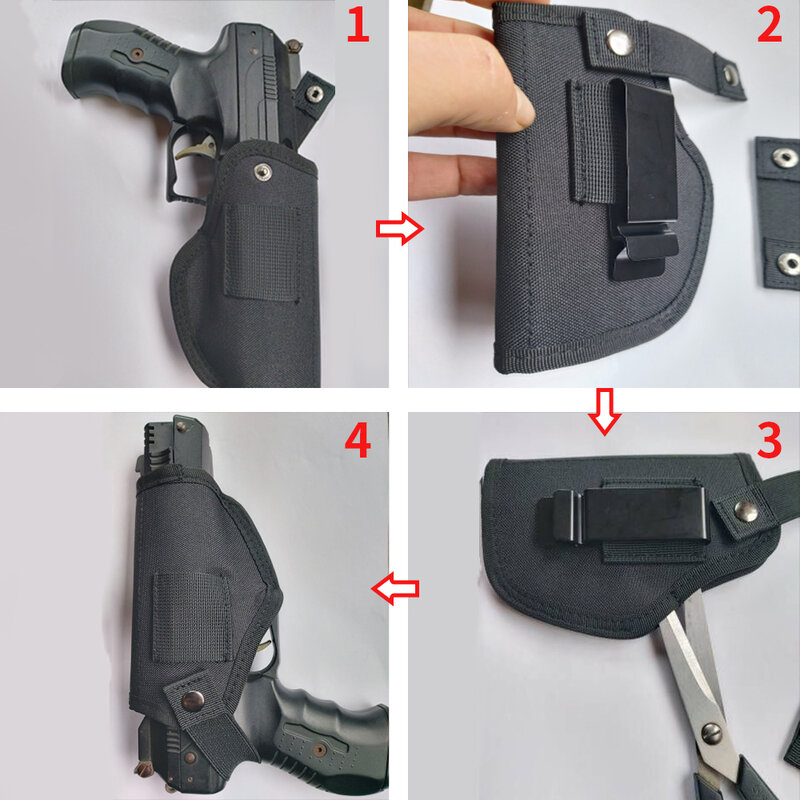 IWB OWB Holster borsa per pistola softair fondina per pistola tattica universale fondine per il trasporto nascoste Clip in metallo per cintura per pistole di tutte le dimensioni