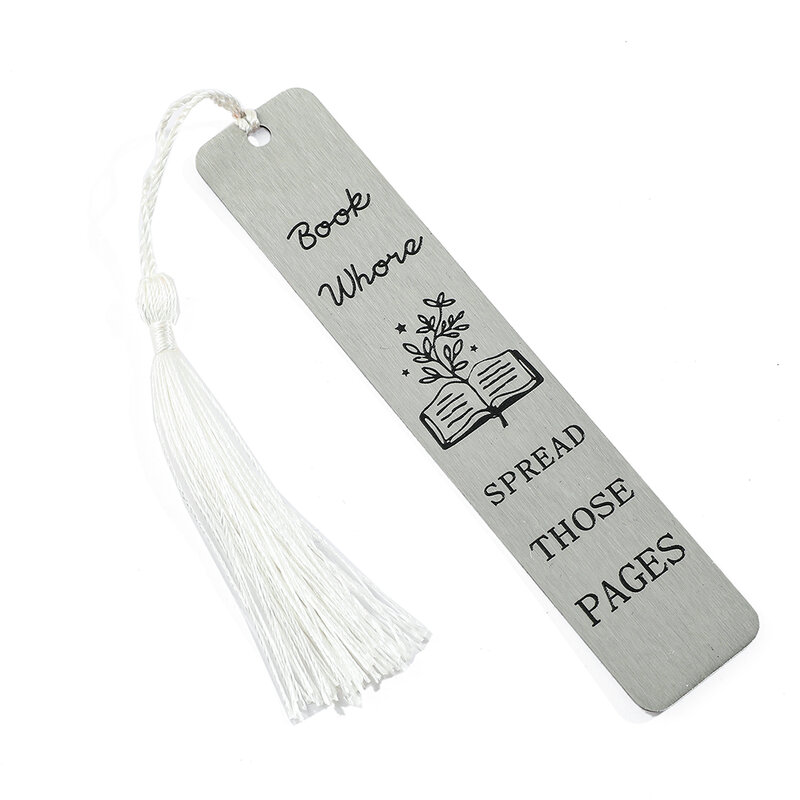 Spread Those Pages Stainless Steel Bookmark White Tassels for Reading Page Mark Tool Stationery Exquisite Gifts for Bookworm