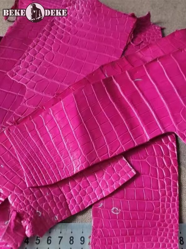 Rose Red Crocodile Belly Skin Material Handmade DIY Genuine Leather Accessories Leather Craft