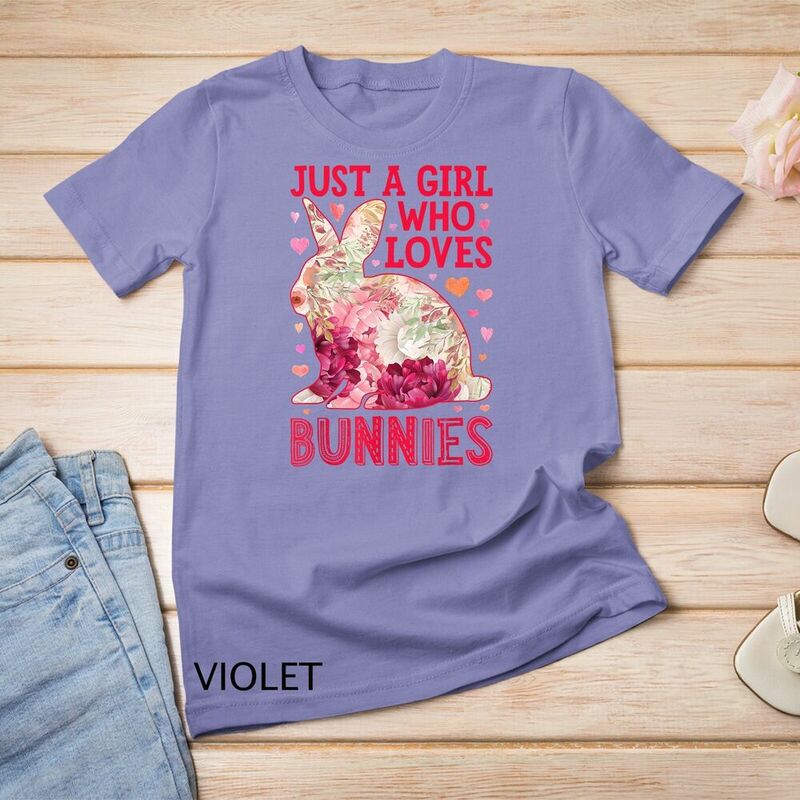 T-shirt floral unisex do coelho, Apenas uma menina que ama coelhos, Flor do coelho
