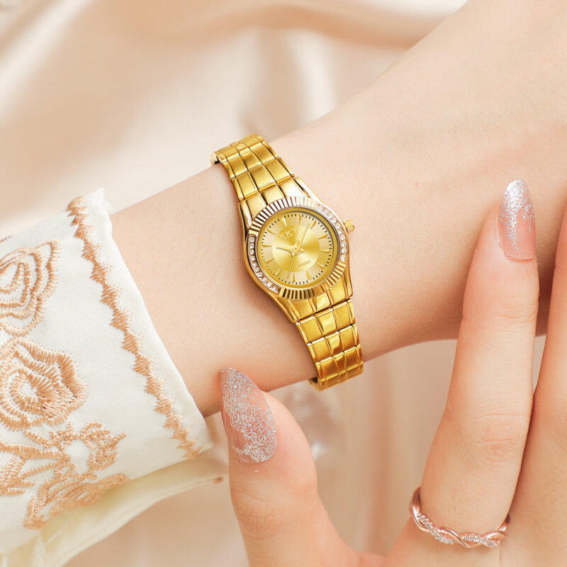 KKY jam tangan pria dan wanita, jam tangan emas mewah baru untuk pria dan wanita, jam tangan berlian tahan air olahraga modis, jam kuarsa pasangan