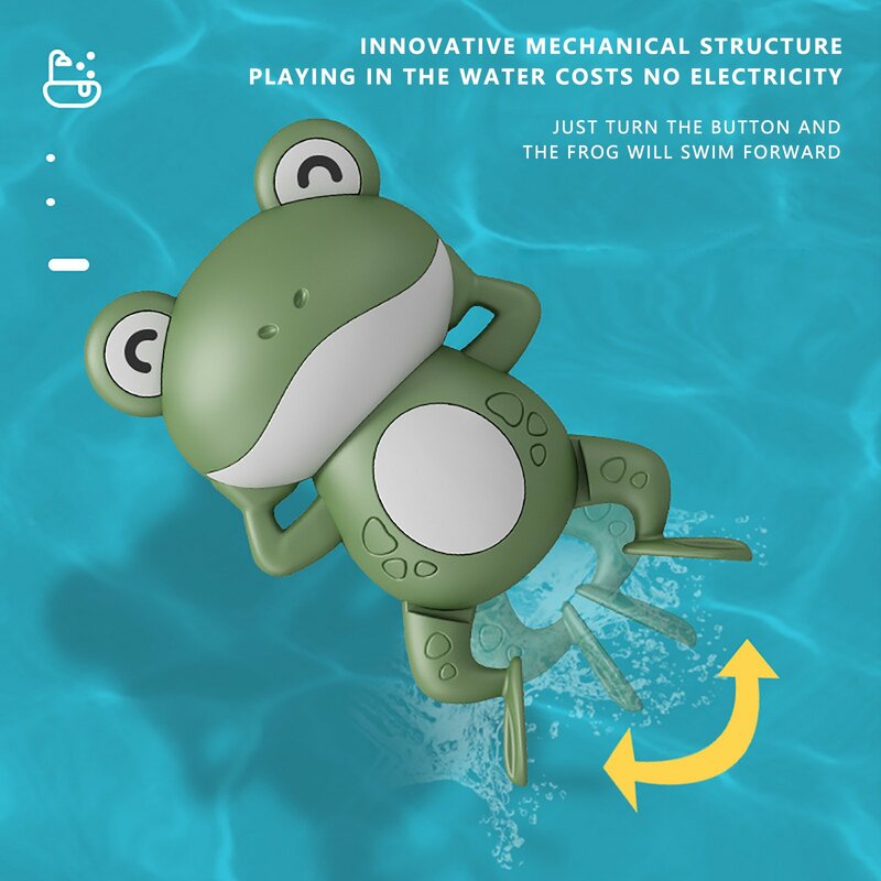 Cartoon Frog Bath Toy For Baby Swimming Pool Bathroom Shower Game Animal Wind-up Clockwork Toy Children Kids Water Toy Xmas Gift