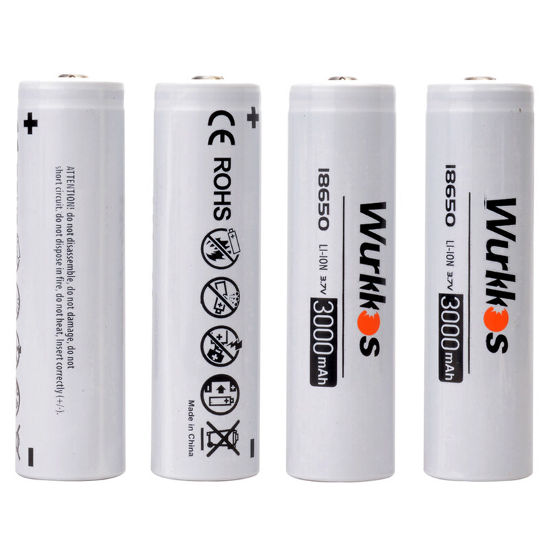 Wurkkos 18650 3000mAh Pointed Battery Transport with Flashlight Discharge 3.7V NCR18650B Li-ion Rechargeable 18650 Batteries