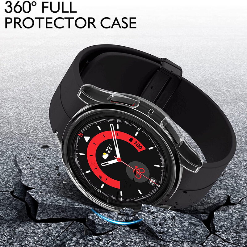 Case for Samsung Galaxy Watch 5 Pro 45mm Galaxy Watch 5 40mm 44mm Screen Protector PC Bumper All-Around Watch 5/5 Pro Accessorie