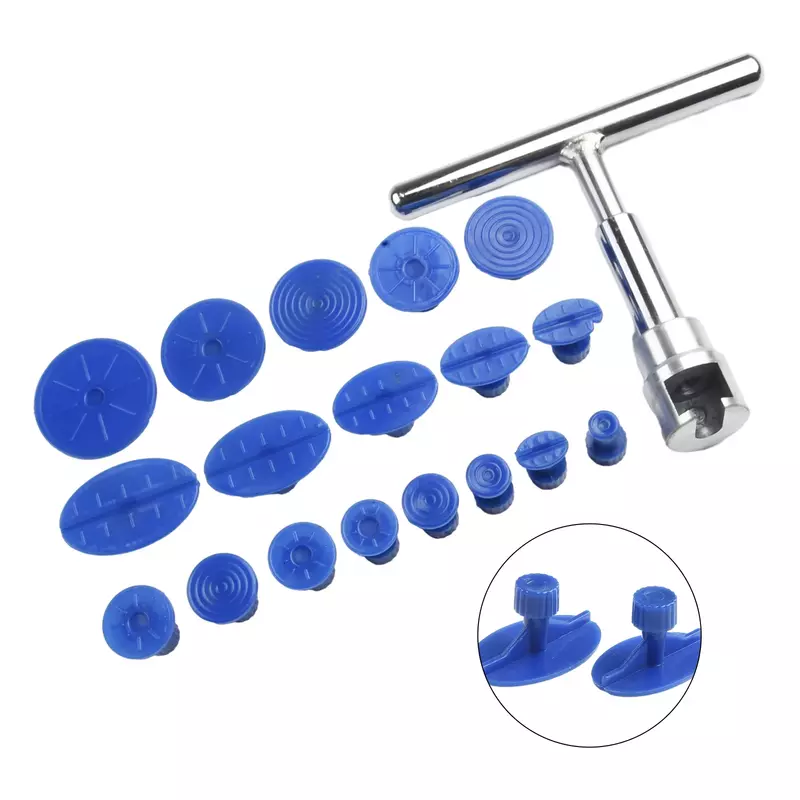 19pcs/set Universal Car Dent Repair T Bar Tools Puller Remove Dents Suction Cup With 18 Pulling Tabs Versatile Usage