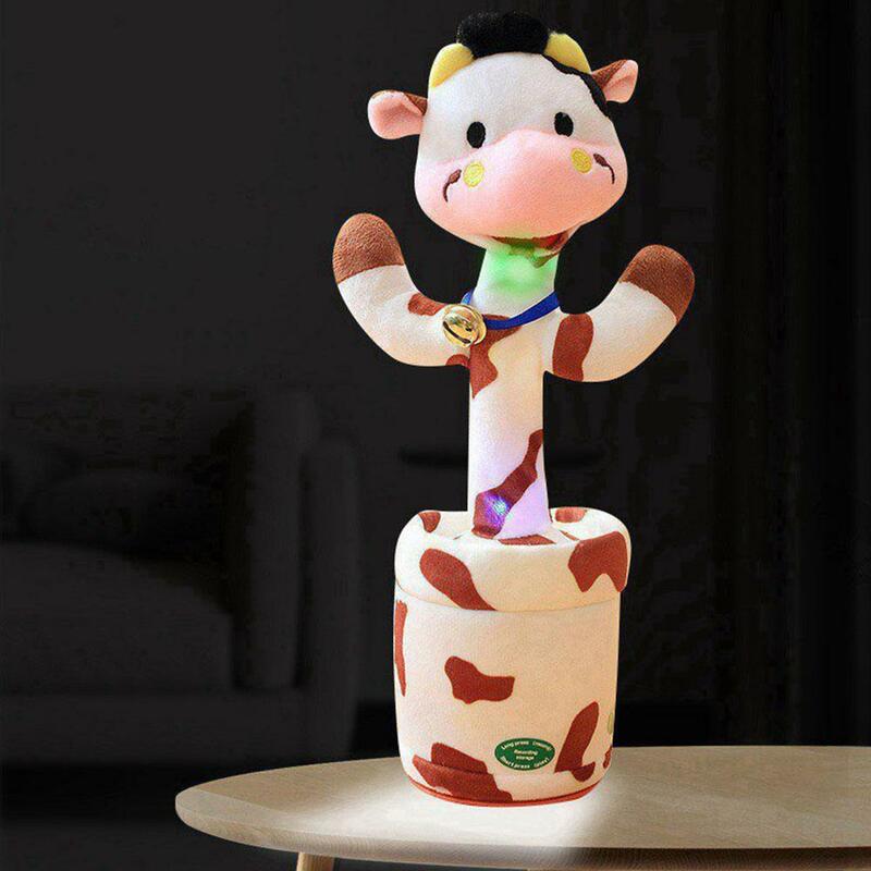 Talking Cow Singing Dancing Interactive Toy Repeats What You Say Electric Shaking Cute Plush Toy Birthday Gift