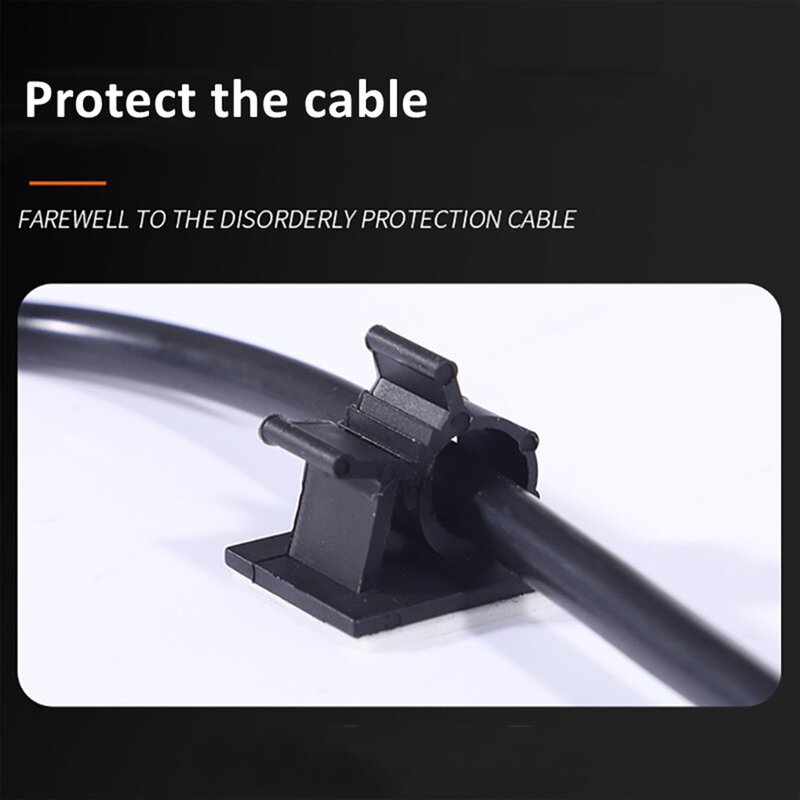 ปรับที่เก็บสาย Self Adhesive Cable คลิปตารางการจัดการสายเคเบิลสายไฟสำหรับรถยนต์ PC TV ชาร์จรอกเบ็ด Clamp