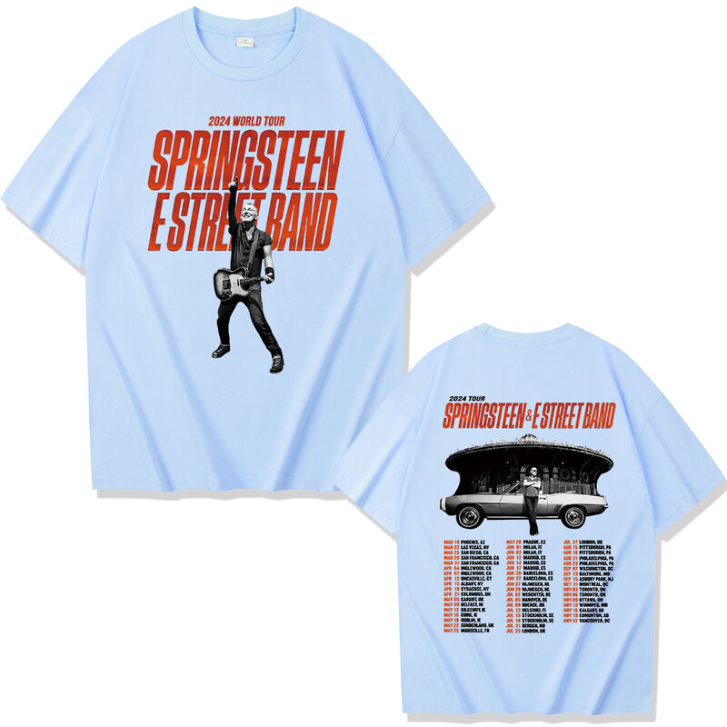 Bruce Springsteen e E Street Tour camisetas masculinas e femininas, camisas de manga curta, presente de Harajuku, verão 2024