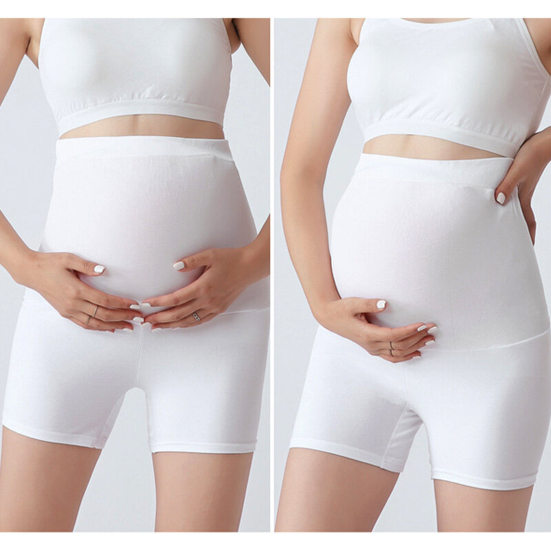 Mallas cortas de maternidad de algodón fino para mujeres embarazadas, ropa interior de vientre de cintura alta sin costuras, pantalones cortos de embarazo calientes, Verano