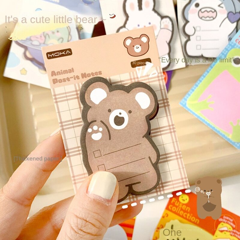 Stationery Cute Animal Memo Pad Cow Bear Kawaii Animal Sticky Notes Cartoon Creative Cartoon Bear Sticky Notes Writing Tool