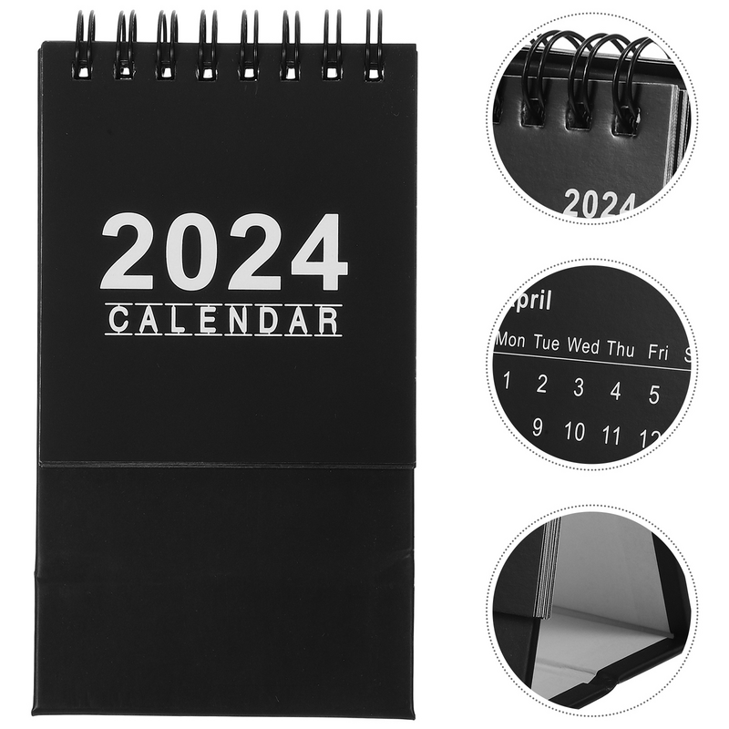Calendario de escritorio con tapa de pie, calendario de escritorio pequeño, calendario de escritorio portátil, calendario mensual de año escolar, 2024