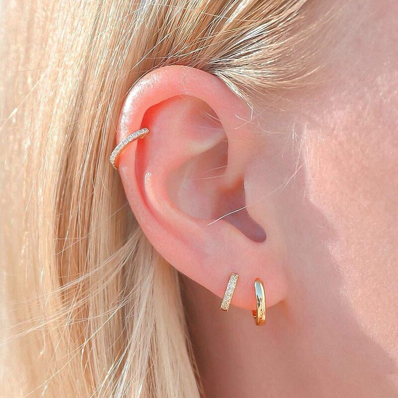 Vonmoos 3 Pairs Hoop Earrings Set para As Mulheres 14K Banhado A Ouro Homens Jóias Hipoalergênico Brincos De Luxo Decoração para Senhoras