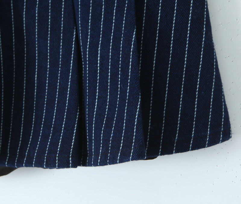 Mini saia listrada azul com cinto para mulheres, moda coreana, micro saias plissadas elegantes, roupas vintage Y2K, verão, 2024